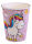Comic Einhorn Pappbecher 6er Set ca.250ml Rosa