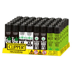 Clipper Feuerzeug " Weed Slogan 15 " 48er Display