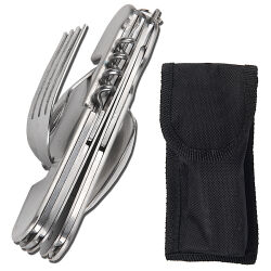 Camping-Besteck mit Gürteltasche 6 in 1