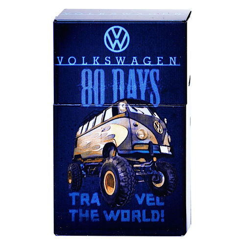 Metall-Zigarettenbox VW " Supertoys " Volkswagen Dunkelblau