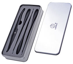 Laguiole 4er Steak-Messer Set BLACK in Metall-Box