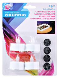 Grundig 4er Set flackernde LED-Teelichter mit Batterie
