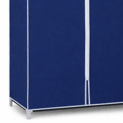 Mobiler Textilkleiderschrank mit Kleiderstange - Blau ca.160x75x50cm