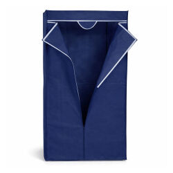 Mobiler Textilkleiderschrank mit Kleiderstange - Blau ca.160x75x50cm