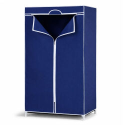Mobiler Textilkleiderschrank mit Kleiderstange - Blau ca.160x75x50cm