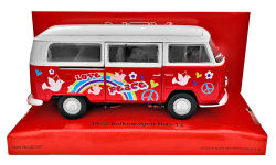 Hippie VW Modell-Auto 11,5cm Welly Bus T2 Rot 1972