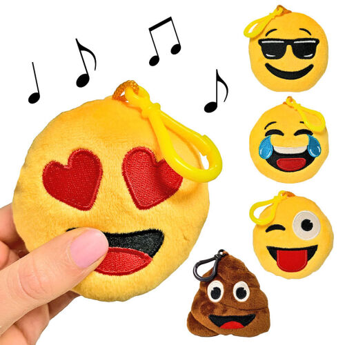 Plüsch-Emotion mit Sound & Karabinerhaken mit Batterien ca.10cm