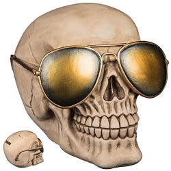 Totenkopf Spardose mit Sonnenbrille ca.13cm