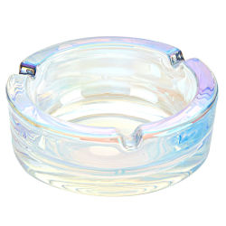 Aschenbecher Glas ca.9cm Champ Klar mit Rainbow-Schimmer