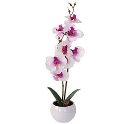 Kunstblume Orchidee im Topf ca.39cm Weiß