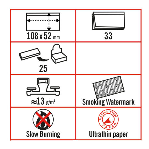 Smoking RED-KS Slim, 50 Hefte à 33 Blättchen, Rot – King Size Papers