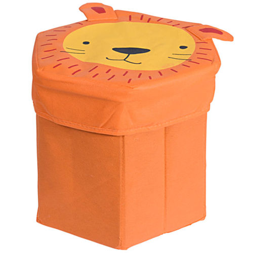 Aufbewahrungsbox mit Deckel Kindermotiv Löwe - Orange