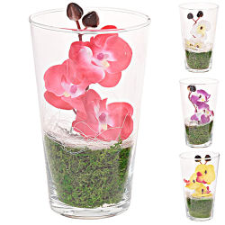Kunstblume Orchidee in Glas-Vase ca.20cm