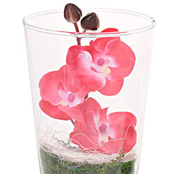 Kunstblume Orchidee in Glas-Vase ca.20cm