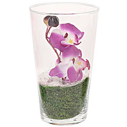 Kunstblume Orchidee in Glas-Vase ca.20cm Lila