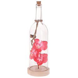Kunstblume Orchidee in Glasflasche mit 10 LED Pink