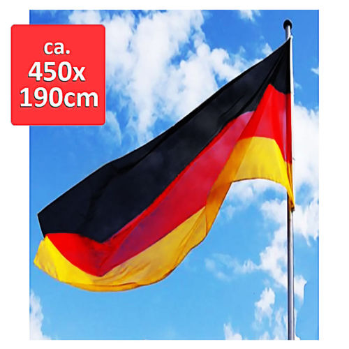 XXL 4,5 Meter Fahne Deutschland 190 x 450 cm mit 3 Ösen Flaggen Flagge Fahnen 