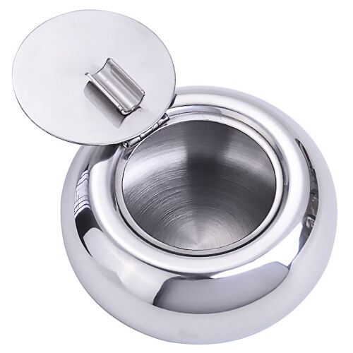Aschenbecher Edelstahl mit Deckel ca.10cm Champ
