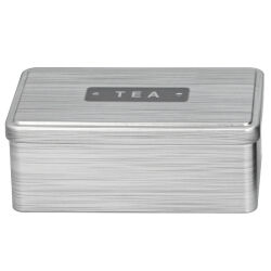 Metall-Vorratsdose " TEA " - Silber-farbig