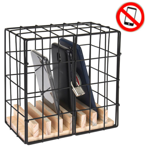 Handy-Käfig aus Metall mit Vorhängeschloss, schwarz