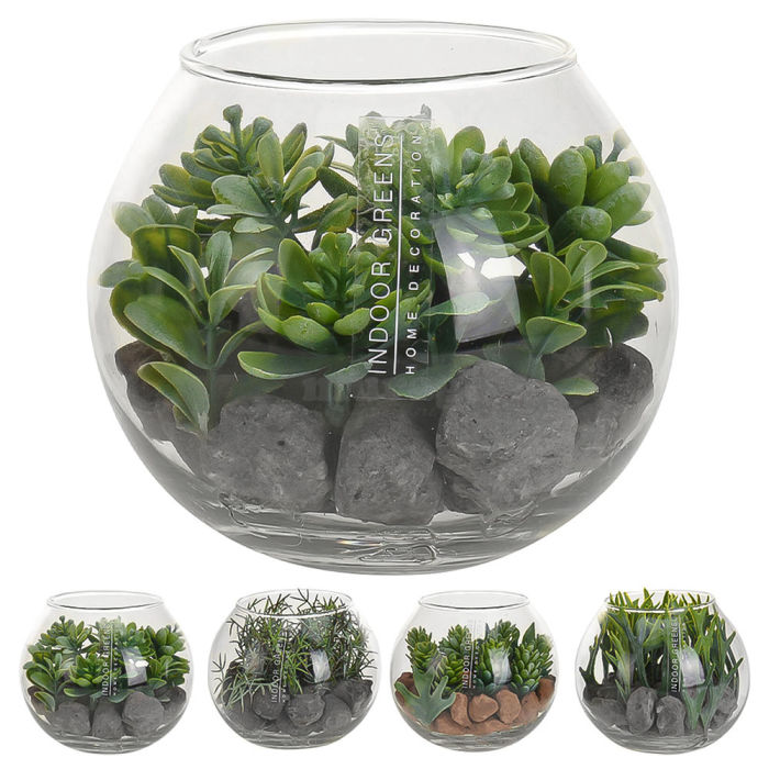 Kunstpflanze im Glas-Topf
