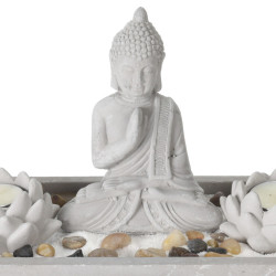 Buddha Figur Zen Garten Set mit Kerzen