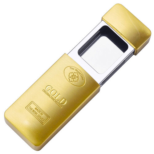 Taschen-Aschenbecher als Deko-Goldbarren Champ