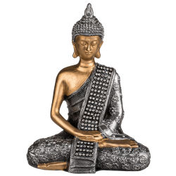 Buddha Deko Figur sitzend ca. 18,5cm - Schal: mit...