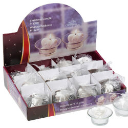 Weihnachtskerze " Engel & Herz " mit Teelichthalter