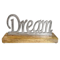Dream Schriftzug Deko Figur auf Holzsockel ca.28x14cm