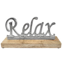 Relax Schriftzug Deko Figur auf Holzsockel ca.27,5x14cm