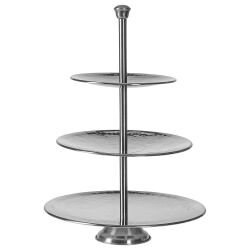 Etagere mit 3 Ablagen silber - poliert