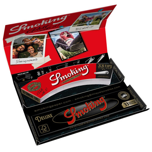 Smoking Black Deluxe Luxury Rolling Kit Heftchen/33 Blatt + 33 Tips