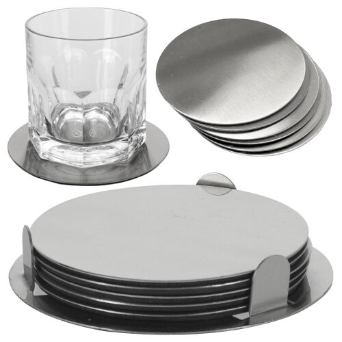 B-Ware: Glasuntersetzer Set Edelstahl 7-tlg - Silber-farbig