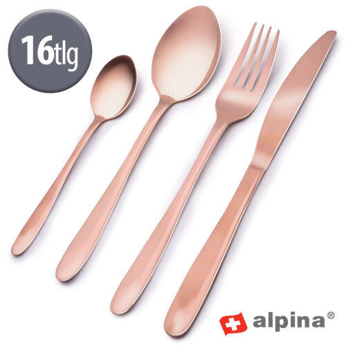 Besteckset 16 Teilig Edelstahl Alpina - rosegold farbig