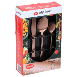 Besteckset 16 Teilig Edelstahl Alpina - rosegold farbig