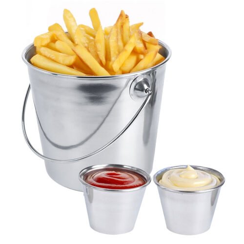 Snack-/ Pommes Eimer 3-tlg. Set - Edelstahl