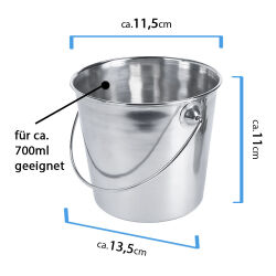 Snack-/ Pommes Eimer 3-tlg. Set - Edelstahl