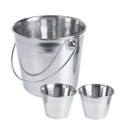 Snack-/ Pommes Eimer 3-tlg. Set - Edelstahl