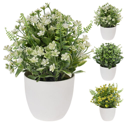 Künstliche Blümchen im weißen Topf ca.21cm