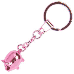 Schlüsselanhänger Metall Glücksschwein - Rosa