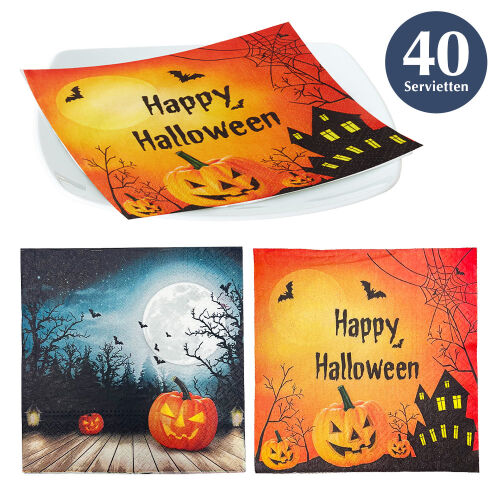 Servietten 40er-Set " Halloween " ca.33x33cm - 2-fach sortiert