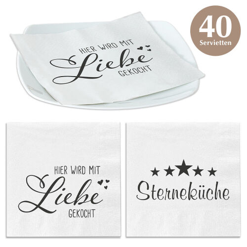 Servietten 40er-Set " Sterneküche " ca.33x33cm - 2-fach sortiert