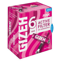 GIZEH PINK Active Filter Aktivkohle 6mm 34er Box