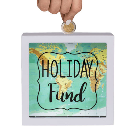 Spardose "Holiday Fund" mit Weltkarten-Motiv