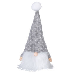 Zwerg-Weihnachtsmann Figur mit LED ca.22cm - Hell-Grau