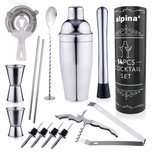 Cocktail-Set 14 teilig in Aufbewahrungsdose - alpina