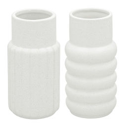 2er Set Vase Keramik weiß raue Oberfläche ca.20cm