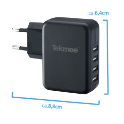 Tekmee 4er USB Schnelllade-Adapter Netzteil 24W