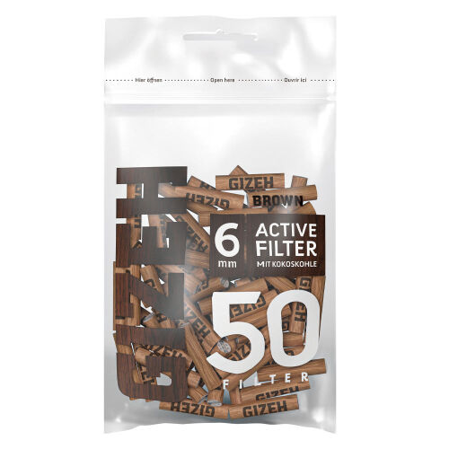 GIZEH BROWN Active Filter 6mm 50er Beutel